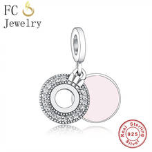 FC Jewelry Fit Original Brand Charm Bracelet 925 Silver Enamel Round Circle Crown Zirconia Bead For Making Women Berloque 2020 2024 - buy cheap