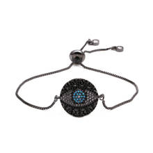 Pulseira bracelete preto de mau olhado ajustável, bracelete vintage feito à mão zc com borla de cristal para mulheres, joias femininas 2024 - compre barato