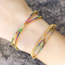 Rainbow Bangles For Women With Stone Evil Eye Gold Cuff Bracelets Crystal CZ Cubic Zirconia Brand Jewelry Women Gifts brt-b80 2024 - buy cheap