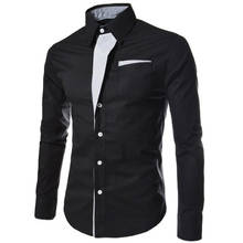 Мужская приталенная рубашка с воротником-стойкой, с длинными рукавами, на пуговицах, повседневная хлопковая рубашка с длинными рукавами, ручная стирка 2024 - купить недорого