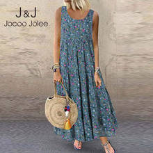 Jocoo Jolee Bohemian Maxi Dress Women Casual Vintage Sleeveless O Neck Floral Print Loose Long Dress Oversized Beach Sundress 2024 - buy cheap