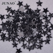 JUNAO 100 шт. 10 мм черные стразы с плоской задней звездой для украшения ногтей, акриловые драгоценные камни, Необычные хрустальные стразы, сделай сам, наклейки с кристаллами для лица 2024 - купить недорого