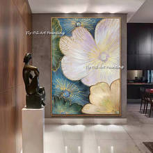 Pintura a óleo sobre tela, pintada a mão, flor, arte, pintura de parede para sala de estar, decoração para casa 2024 - compre barato
