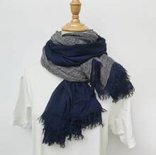Bufandas de algodón para hombre, bufandas largas cálidas de marca de moda, accesorios de otoño e invierno, nuevo diseño de moda coreana 2024 - compra barato