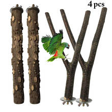 4PCS Parrot Stand Branch Natural Wooden Bite Proof Bird Stand Perch Parrot Cage Perch Parrot Perches Stand Platform Toy 2024 - купить недорого