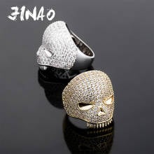 JINAO New Hip Hop Skull Rings High Quality Iced Out Micro Pave Cubic Zirconia Rings Gold Plated Men's Fashion Jewelry Gift 2024 - buy cheap