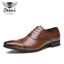 Wholesale 2022 New Genuine Leather Shoes Men British Business Formal Shoes Men's Carved Brogue Gentleman Wedding Shoes 2024 - buy cheap
