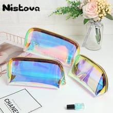 Bolsa de armazenamento cosméticos laser tpu, bolsa transparente, organizador cosméticos, caixa de armazenamento, bolsa de geleia, portátil, fashion, lavar 2024 - compre barato