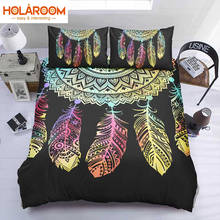 Bedroom Bed Bedding Set 3d Printing Duvet Cover Set Mandala Colorful Feather Bedding Set Polyester Duvet Cover with Pillowcase 2024 - buy cheap