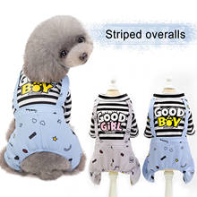 Summer Stripe Cat Dog Jumpsuit For Small Dogs German Spitz Shih Tzu Overalls Cute Puppy Clothes Cute 4 Legs Apparel Pet Clothes 2024 - buy cheap