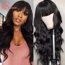 LS HAIR Body wave Human Hair Wigs With Bangs Full Machine Made Wig Brazilian Bob Wig Remy Hair Glueless Wigs For Black Women 2024 - buy cheap