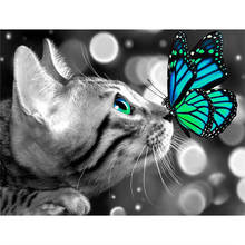 5d diy bonito gato animal pintura de diamante quadrado redondo strass artesanato hobby presentes artesanato ponto cruz decoração de casa 2024 - compre barato