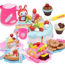 86 PCS DIY Pretend Play Fruit Cutting Birthday Cake Kitchen Toys Set Food Juguete Toy Pink Blue Gift for Girls Kids Children 2024 - buy cheap