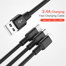 USB кабель для iPhone XS X 8 7 6 зарядное устройство 3 в 1 Micro USB кабель для Android USB TypeC мобильный телефон кабели для Samsung S9 2024 - купить недорого