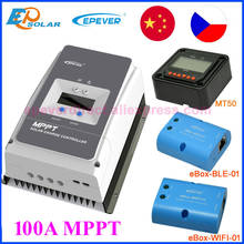 Epever controlador de carga solar 100a mppt, bateria de 12v 24v 36v 48v, retroiluminação lcd, max 150v 200v, entrada pv, tracer10415an, tracer10420an 2024 - compre barato
