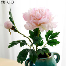 YO CHO 60cm Long Big Artificial Peony Branch Flowers Wedding Home Decoration Fabric Flowers Peony Pink Fake Flowers Crafts Party 2024 - buy cheap