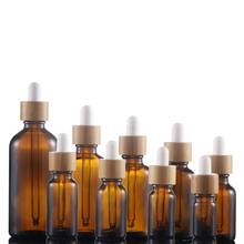 50pcs 5/10/15/20/30/40/50/100ML Amber Glass Dropper Bottles Bamboo Lid Cosmetic Packaging Container Vials Essential Oil Bottles 2024 - buy cheap