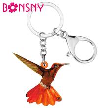 Bonsny Acrylic Orange Hummingbird Bird Keychains Cute Animal Key Chain Jewelry For Women Kids Girls Fashion Gift Party Accessory 2024 - buy cheap