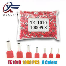 1000pcs/Pack TE 1010 Insulated Ferrules Terminal Block Double Cord Terminal Copper Insulated Crimp terminal Wires 2x1.0mm2 2024 - buy cheap