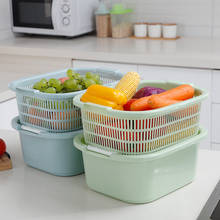 Двойной-Слои Пластик сливная корзина Кухня корзина для овощей и фруктов плиты бытовые с фруктами 2024 - купить недорого