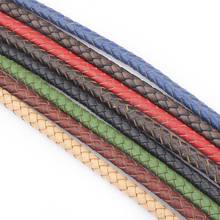 Круглые плетеные шнуры из натуральной кожи, 2 метра, 6 мм, черного, коричневого, красного, синего, зеленого цветов 2024 - купить недорого