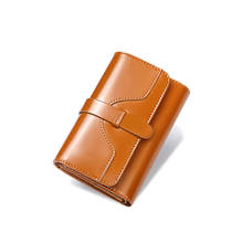 Luxury Design Vintage Oil Wax Women Leather Wallet Short Large Capacity Clutch Purse Ladies Bag Tri-fold women's wallet 2024 - buy cheap