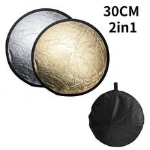Круглый отражатель SH 12 "(30 см) 2 в 1, Круглый отражатель, светильник с сумкой, портативный складной серебристый и золотой для фотостудии 2024 - купить недорого