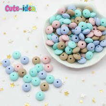 Cute-idea 30Pcs 12mm silicone lentil beads safe pacifier chain eco-frendlly BPA Free handmade DIY baby product teething toy 2024 - buy cheap