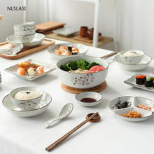 Japonês estilo neve sakura prato de cerâmica, tigela de jantar, sopa macarrão para o café da manhã, utensílios de cozinha, prato de bolo, copo 2024 - compre barato