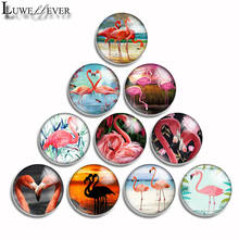 12mm 10mm 16mm 20mm 25mm 30mm 553 Flamingo Mix Round Glass Cabochon Jewelry Finding 18mm Snap Button Charm Bracelet 2024 - buy cheap