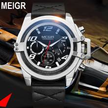 MEGIR official Men's Fashion Sport Watches Men Chronograph Quartz Clock Man Leather Military Waterproof Watch Relogio Masculino 2024 - buy cheap