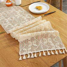 Stitching Table Runner Crochet Hollow Home Dining Table Tea Table Cloth Lace Crochet Flower Placemat Tassel Table Runner 2024 - buy cheap