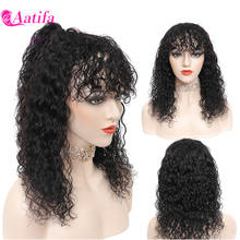 Bang-pelucas de cabello humano ondulado para mujeres negras, pelo brasileño prearrancado, hecho a máquina, longitud media 2024 - compra barato