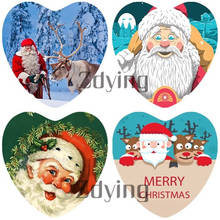 Wholesale 10pcs Heart Shape Merry Christmas Glass Cabochon Santa Claus Pattern Beads Demo Flat Back DIY Pendant Jewelry Findings 2024 - buy cheap