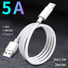 5A USB Type C Fast Charge Cable For Samsung S20 S9 S8 for  Xiaomi Huawei P30 Pro Mobile Phone Charging Wire White Cable 2024 - buy cheap