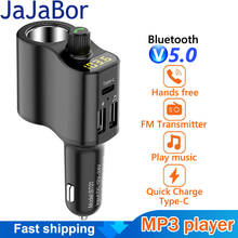 Jajabor-kit automotivo, bluetooth 5.0, transmissor fm, sem fio, porta de carregamento, entrada tipo c, reprodução de música para carro 2024 - compre barato