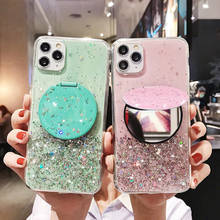 Bling Glitter Silver Foil Phone Holder Case For Honor 10X V40 V30 V20 V10 30 20 10 9X 9C 9A 9S Play 3 Pro Lite Silicone Cover 2024 - buy cheap