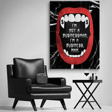 AAHH-pintura en lienzo de cultura moderna, cuadro de Arte de pared con labios rojos y dientes blancos, cita artística, decoración 2024 - compra barato