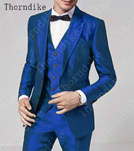 Thorndike Shiny Satin Men Suits Sets 2020 New Style Wedding Prom Formal Groom Tuxedo Slim Fit Suit Blazer Vest Pants 3 Pieces 2024 - buy cheap