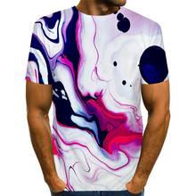 Camiseta masculina estampa 3d abstrata, camiseta com estampa gráfica de textura de verão, tops com estampa de aquarela 2024 - compre barato