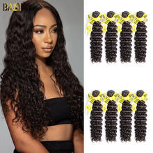 BAISI Hair 100% Unprocessed Human Hair Peruvian Deep Wave Hair 10A Raw Virgin Hair 4 Bundles 2024 - buy cheap