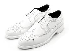 New  cow suede shoes for men white handmade  men shoes fashion carved Derby lace up low shoes 2024 - buy cheap