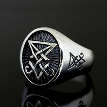 Lucifer-anillo de acero inoxidable Sigil, Baphomet, sello satánico de Satán, amuleto, brujería, joyería 2024 - compra barato