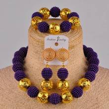 Púrpura Europa y América nigeriano boda Africana cuentas joyería conjunto perlas simuladas collar fiesta conjuntos de joyería ZZ04 2024 - compra barato