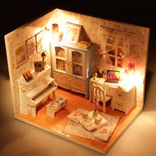 M011-casa de muñecas de madera para niños, juguete de ensamblaje artesanal, miniaturas, muebles de decoración, rompecabezas para padres, juguetes de construcción creativos 2024 - compra barato