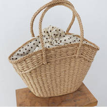 fashion rattan women handbags wicker woven lady shoulder bags summer beach straw bag large capacity tote dot big baskets purses 2024 - buy cheap