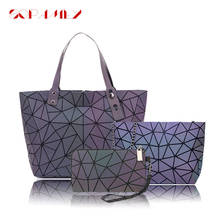 2020 Luminous Irregular Shoulder Bag Women Folding 3 Set Handbag Geometric Chain Bag Contracted Handbag Stylish Tote For Ladies 2024 - buy cheap