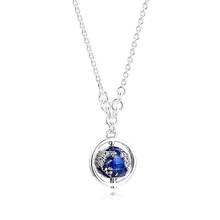 Spinning Globe Necklace & Pendant Sterling Silver Jewelry Winter New Style Woman Fashion Jewelry 50CM Chain Jewelry 2024 - buy cheap