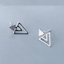 100% Real 925 Sterling Silver Earring Jewelry Women Fashion Triangles Stud Earring For Teen Girl Lady 2024 - buy cheap