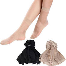 10 Pairs Women Nylon Ultra Thin Elastic Sheer Silk Short Socks Ankle Bling Shinny Short Socks Solid Fashion Pink Black Female 2024 - buy cheap